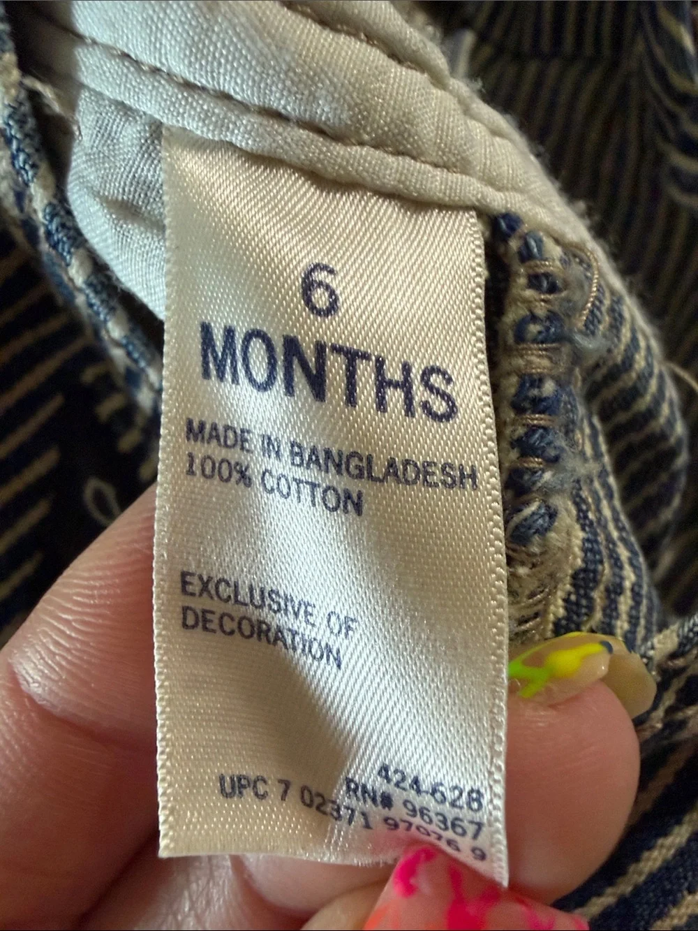 OshKosh B'gosh Blue and White Pinstripe Kids Overalls 6 Months 100% Cotton
